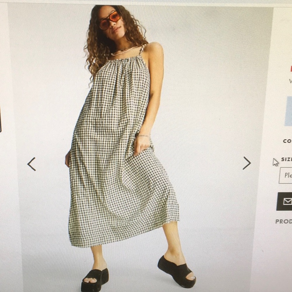 EMORY PARK x ASOS/ SMOCK HALTER MAXI DRESS IN”NATURAL CHECK”NEW